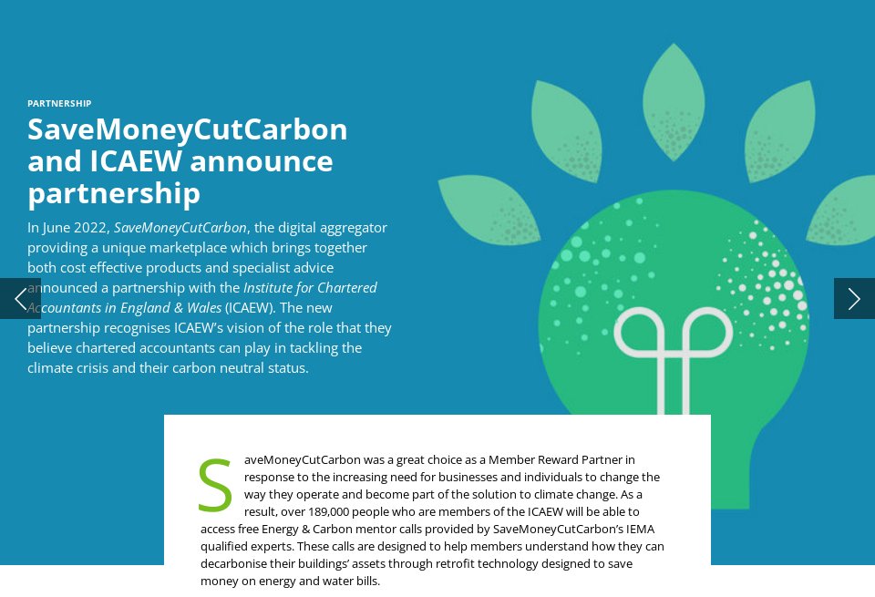 SaveMoneyCutCarbon and ICAEW announce partnership IAB Supplement